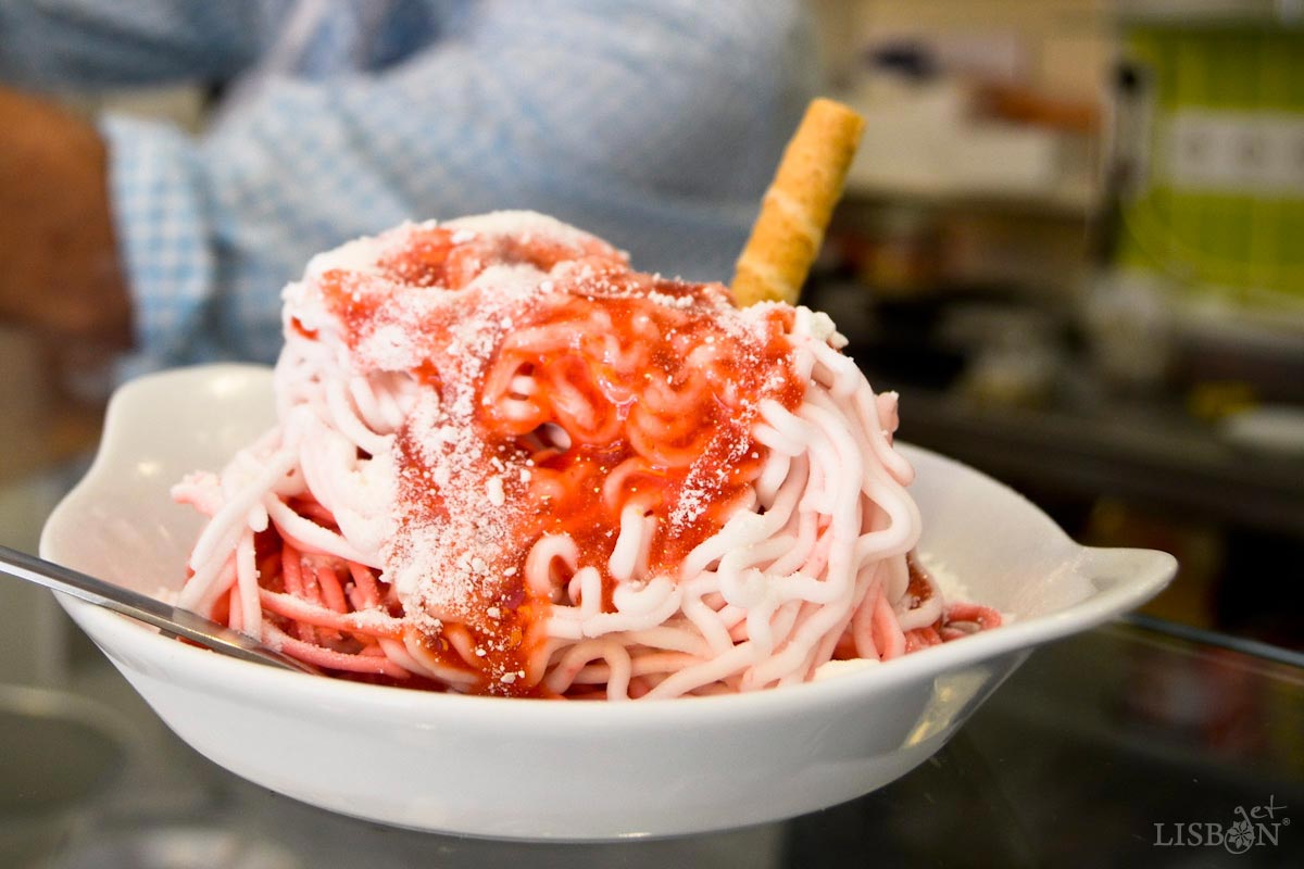 Spaghetti ice cream