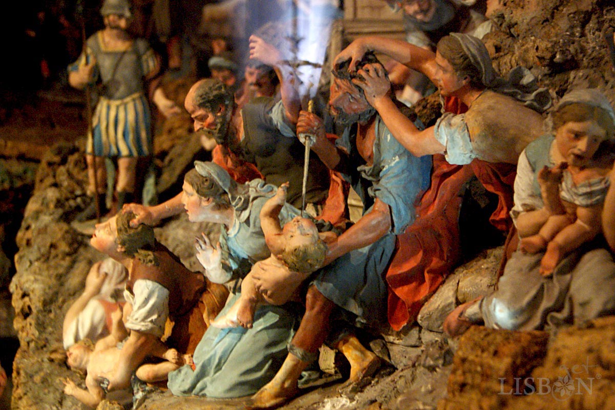 Scenes of the society of the time coexist with the biblical narratives as the Massacre of the Innocents.