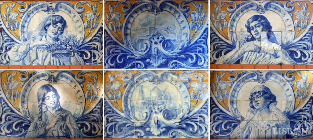 Painéis de azulejos do quiosque WC do Jardim Constantino