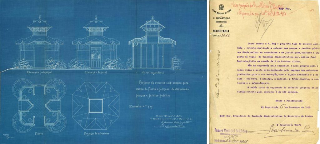 Arquivo Municipal de Lisboa; Projecto e memória descritiva dos quiosques WC; 1913;  José Alexandre Soares