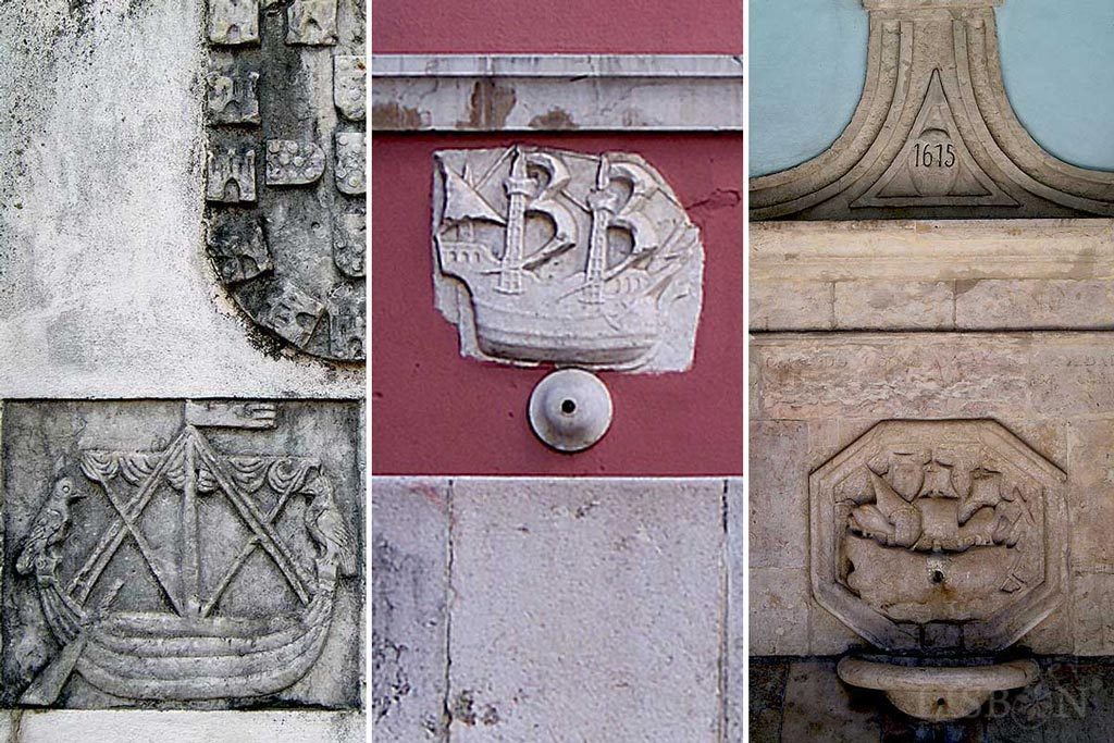 Caravelas de Pedra dos chafarizes do Andaluz, Campo de Ourique e Rua da Boavista