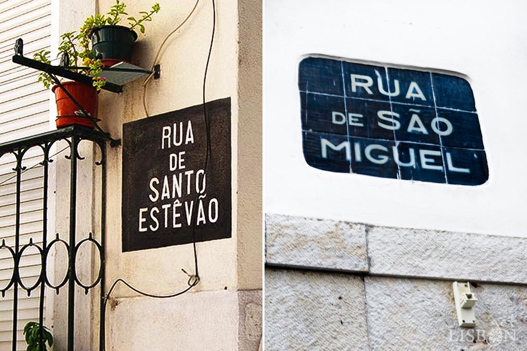 White lettering on a black background plaques. This typology of toponymic plaques was mostly used in the zones of Alfama and Castelo and has become part of the identity of these historic neighbourhoods.