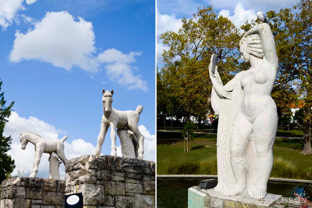 Public Art of Campo Grande Garden: First, right at the entrance there are two foals on the sides of the stairs to the restaurant. They were created in 1946 by the sculptor António Rocha Correia (1919-1996). The second work is from 1949 and from Canto da Maia (1890-1981). It’s an Art Deco piece, a full naked body that represents an elegant and sensual feminine figure looking at herself in the mirror.