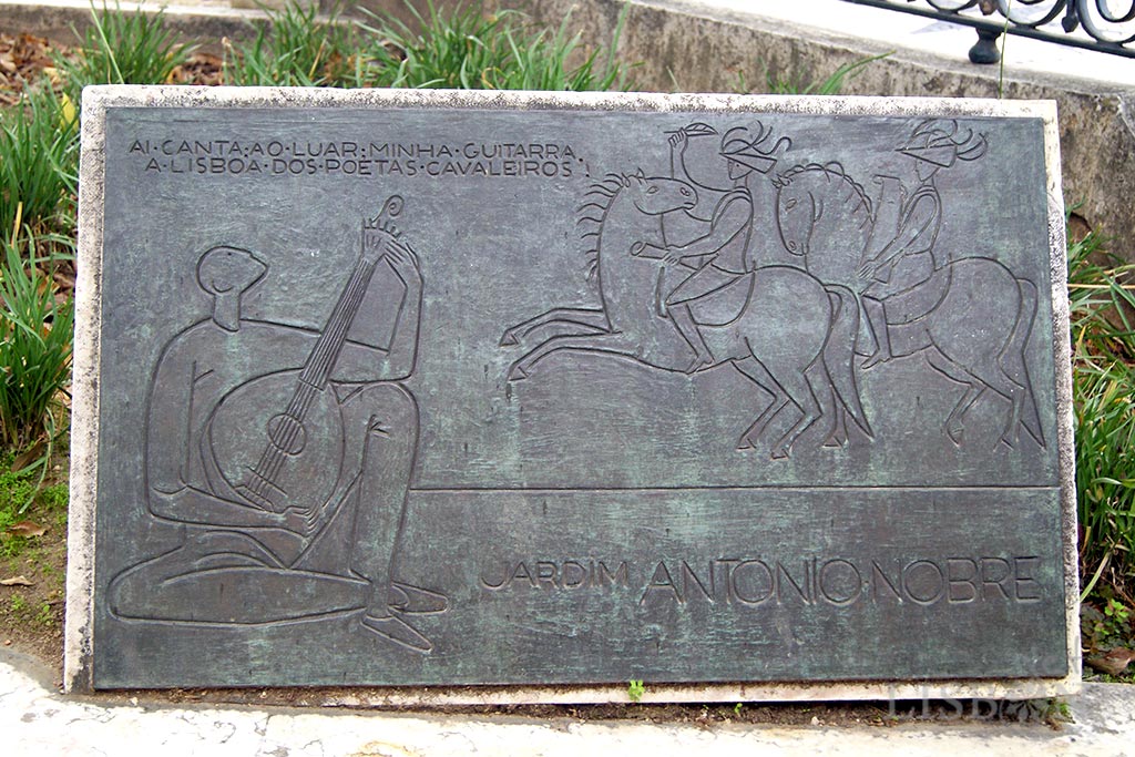 Toponymic plaque of the São Pedro de Alcântara Garden or António Nobre Garden