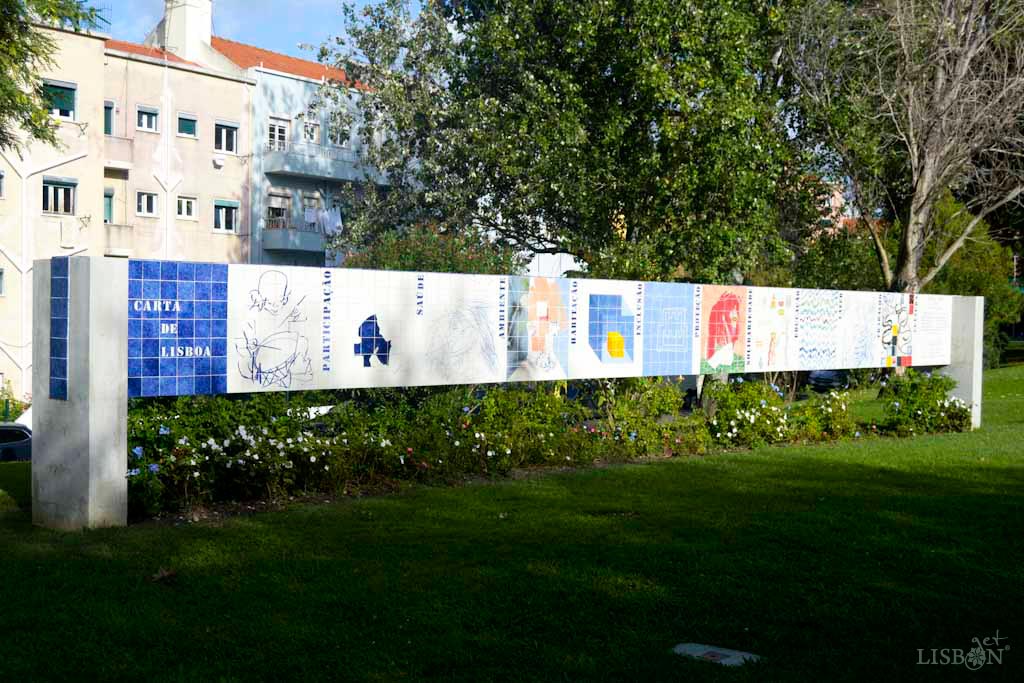 Carta de Lisboa Tile Mural in Fernando Pessa Garden