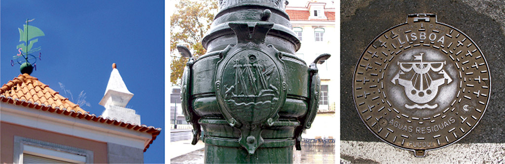 Wind vane in Alameda D. Afonso Henriques; Street Lamp in Corpo Santo Square; Manhole cover in Rua da Boavista