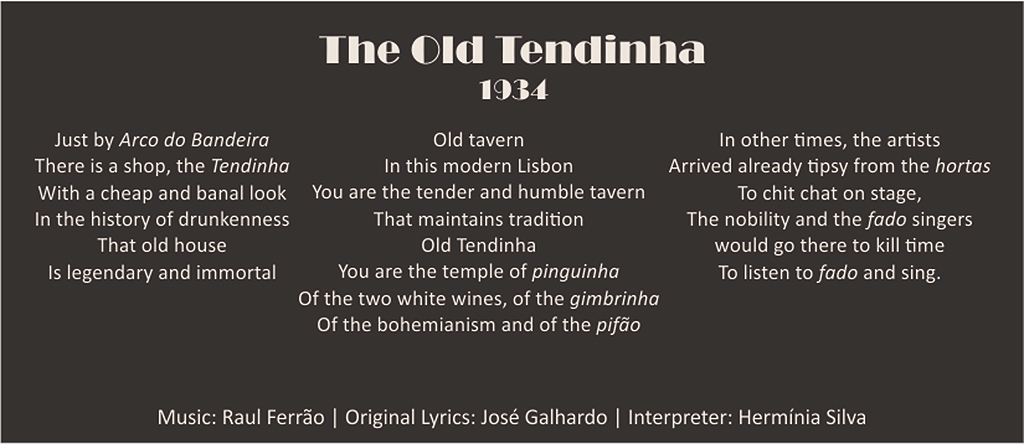 Lyrics of the fado Velha Tendinha