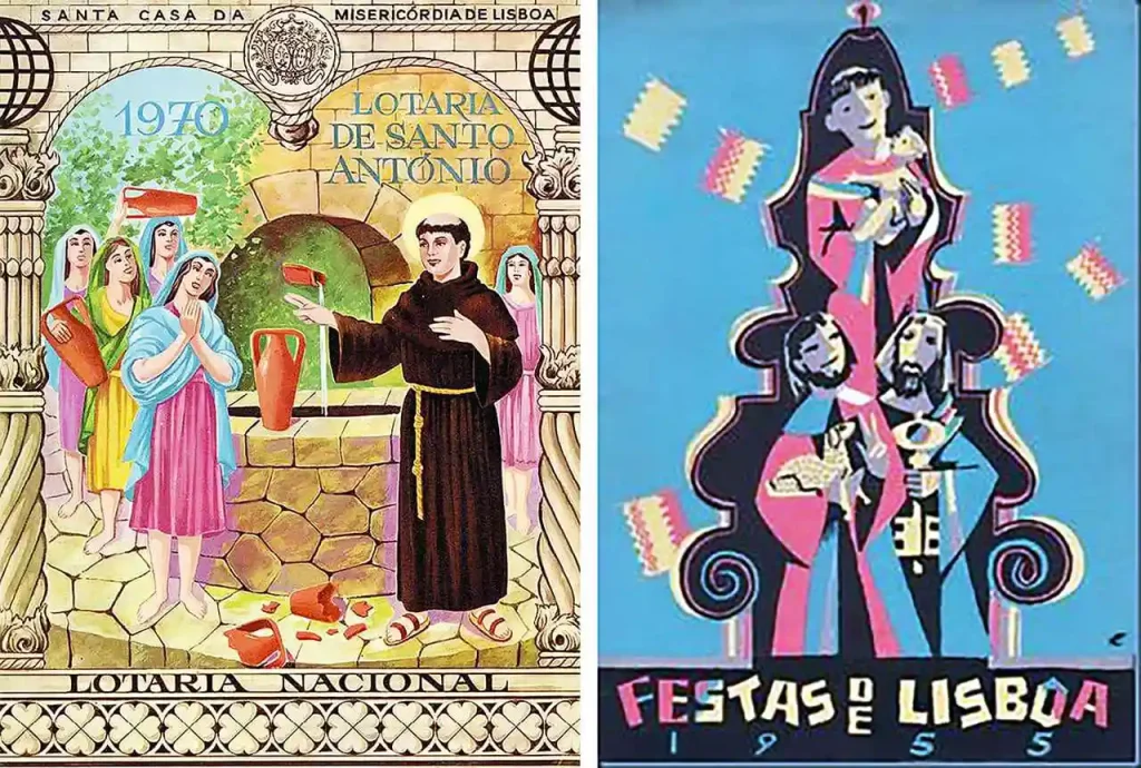 Publicidade à Lotaria Nacional, 1970; Cartaz das Festas de Lisboa, 1955