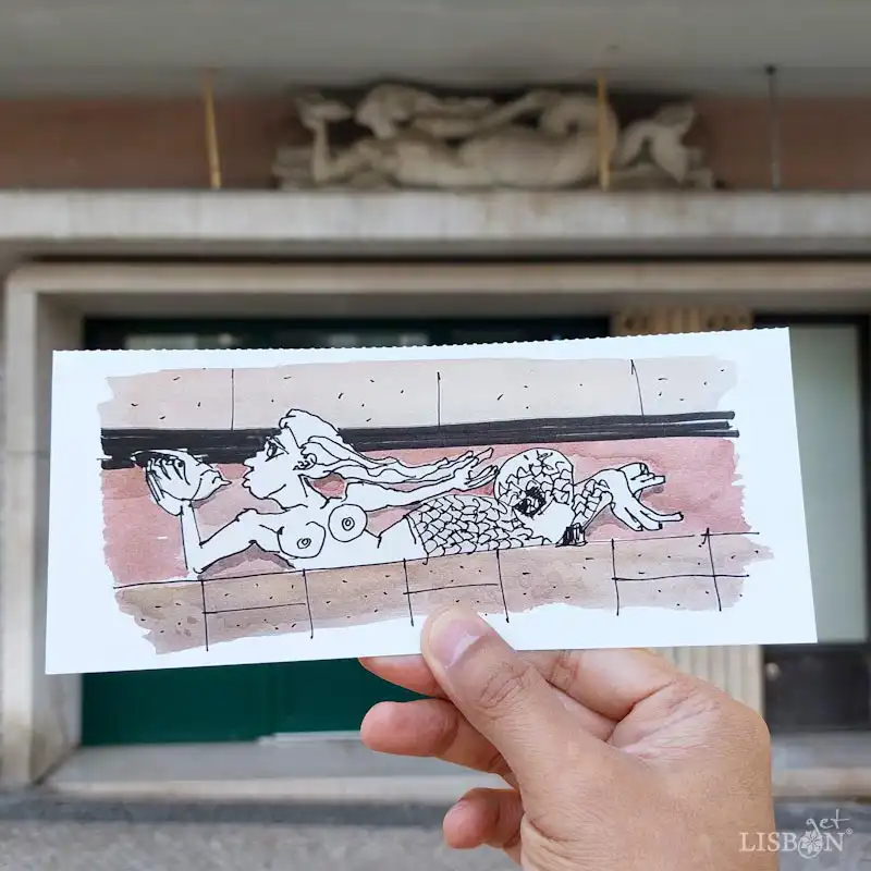 Book of bookmarks LISBOA MARCA, a journey through Lisbon told across 18 detachable bookmarks featuring beautiful illustrations by five urban sketchers.